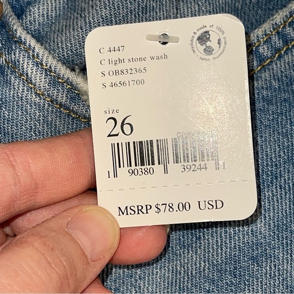 Free People Maggie Mid-Rise Straight-Leg Jeans light stone Wash Sz 26 - Picture 13 of 17